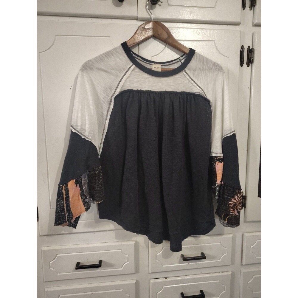 Free People Friday Fever Raglan Contrast  Shirt Size XS Boho Peasant